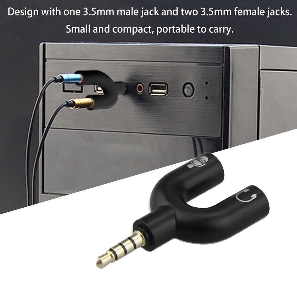 1PC Dual 3.5MM U Type Adapter  - Audio Music Splitter review and price
