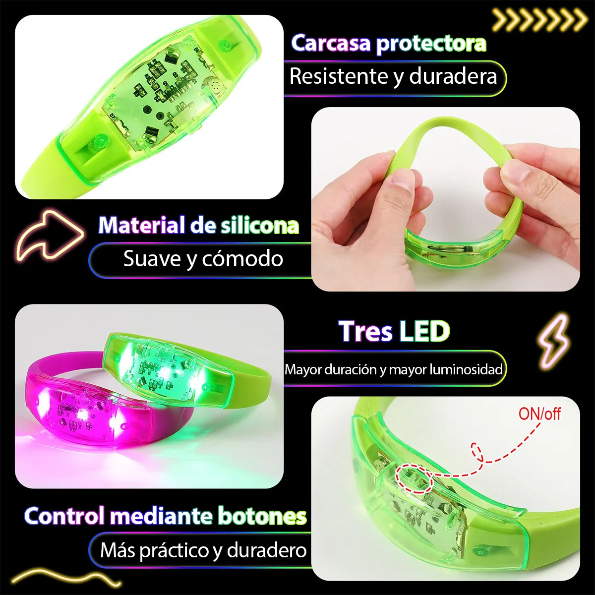 6PCS LED Bracelets Sound Activ - Audio Music Light review and price