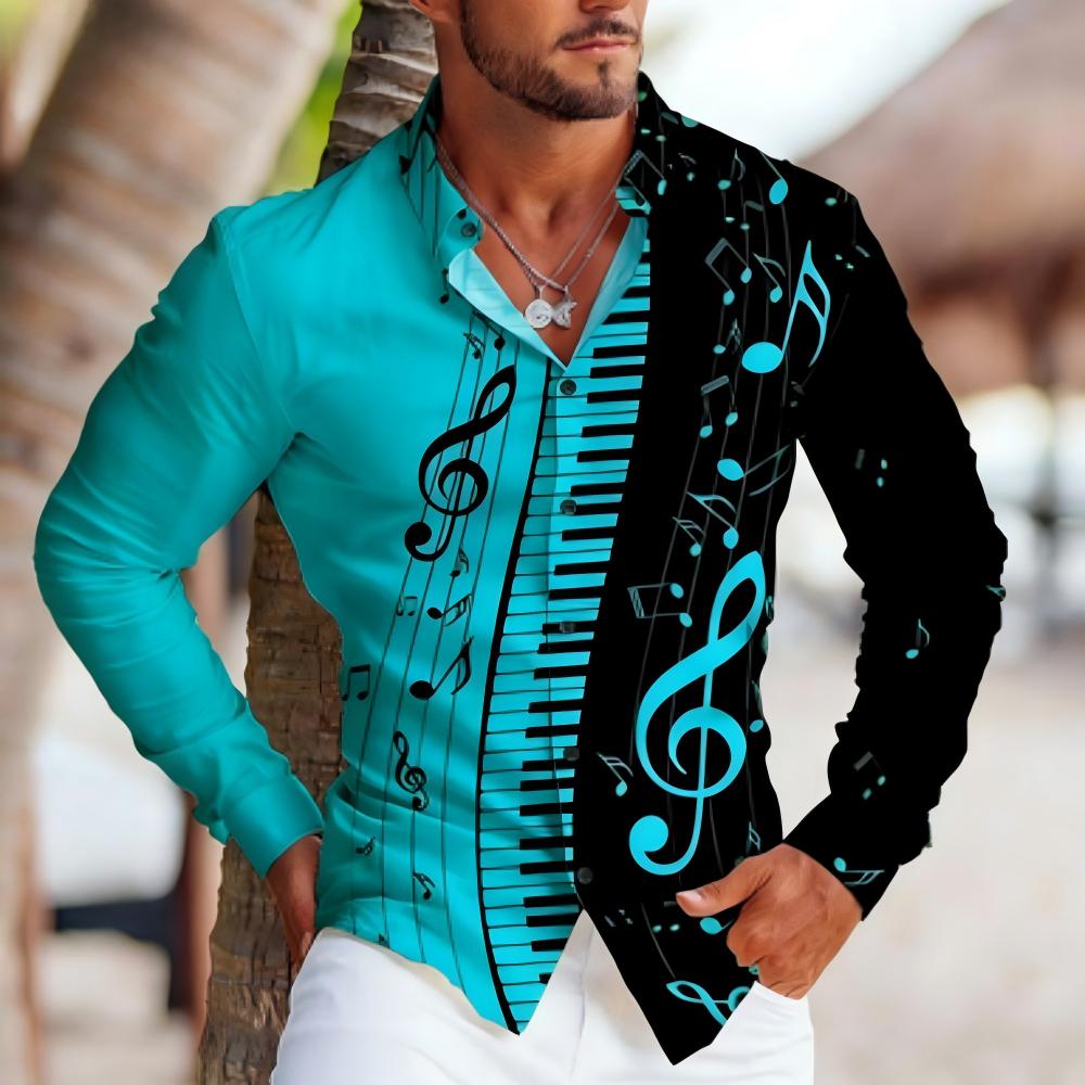 Men Long Sleeve Turn-down Coll - Audio Music Notes review and price