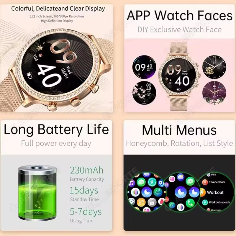 Elegant Ladies' Smartwatch Blu - Audio Music Light review and price